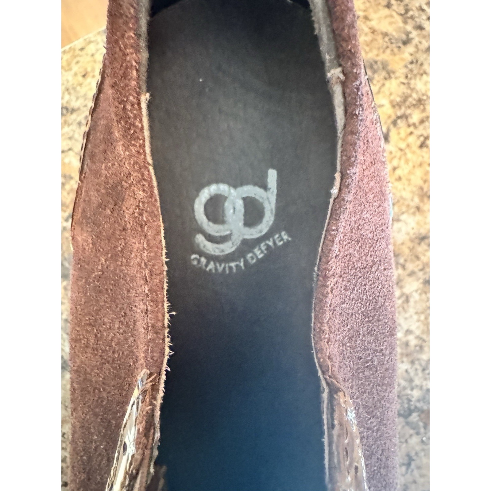 Defying Gravity Brown Patent Leather Croc Suede Woman's Size 9.5 Zip Up Shoes — image 8 of 8